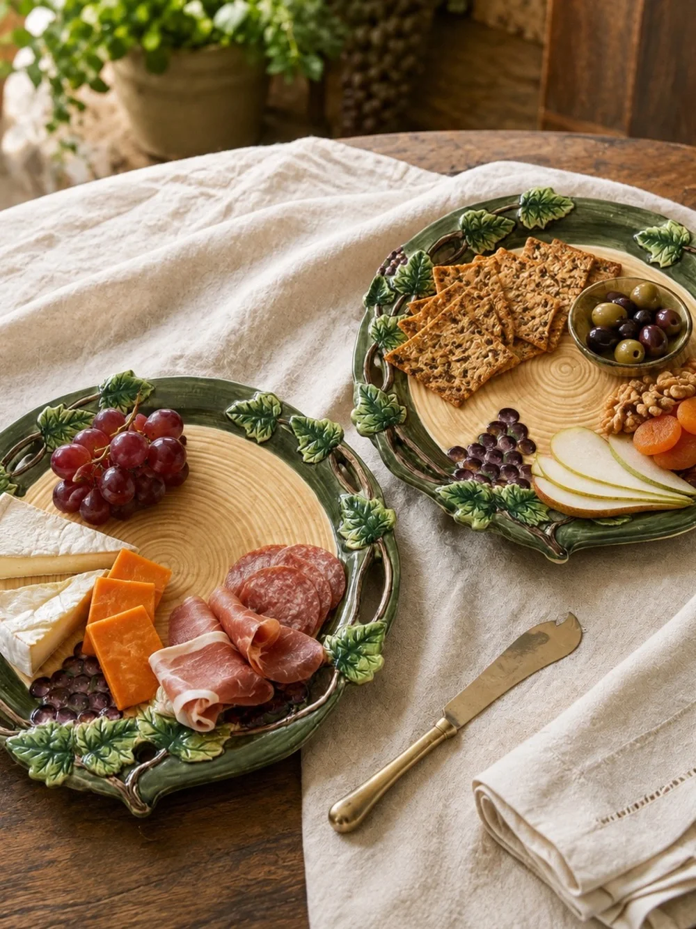 Pacific Rim Sonoma Grape 11” Plates Set of 2 Hand Painted Discontinued